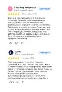 Возврат задолженности. Отзыв 118-119